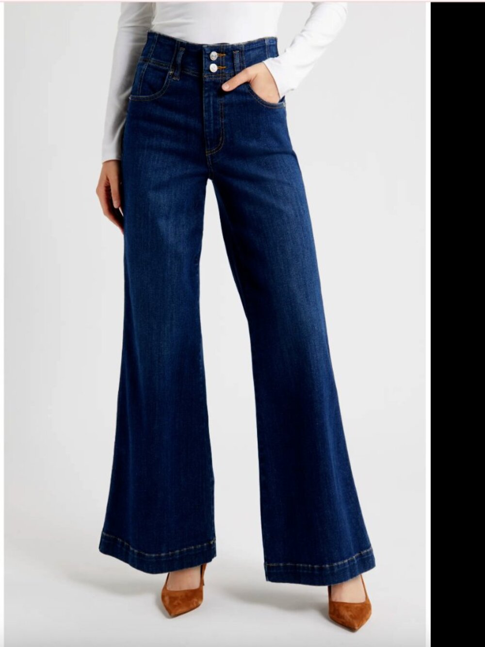 FRAME Seamed High Waist Wide Leg Trouser Jeans
